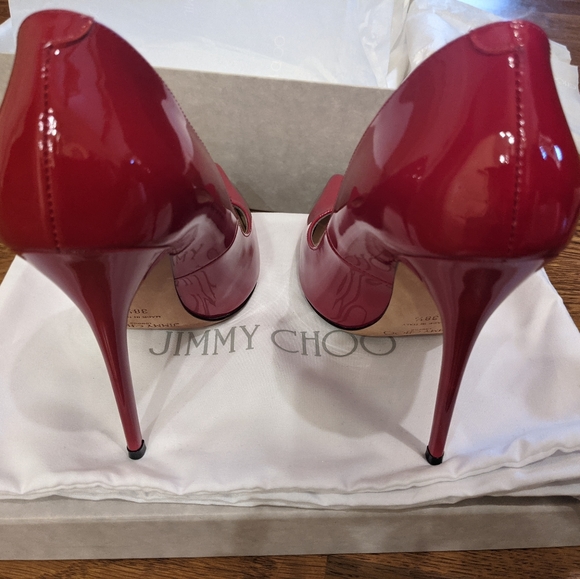 RARE - Jimmy Choo Red Patent Leather Heels - Picture 7 of 11